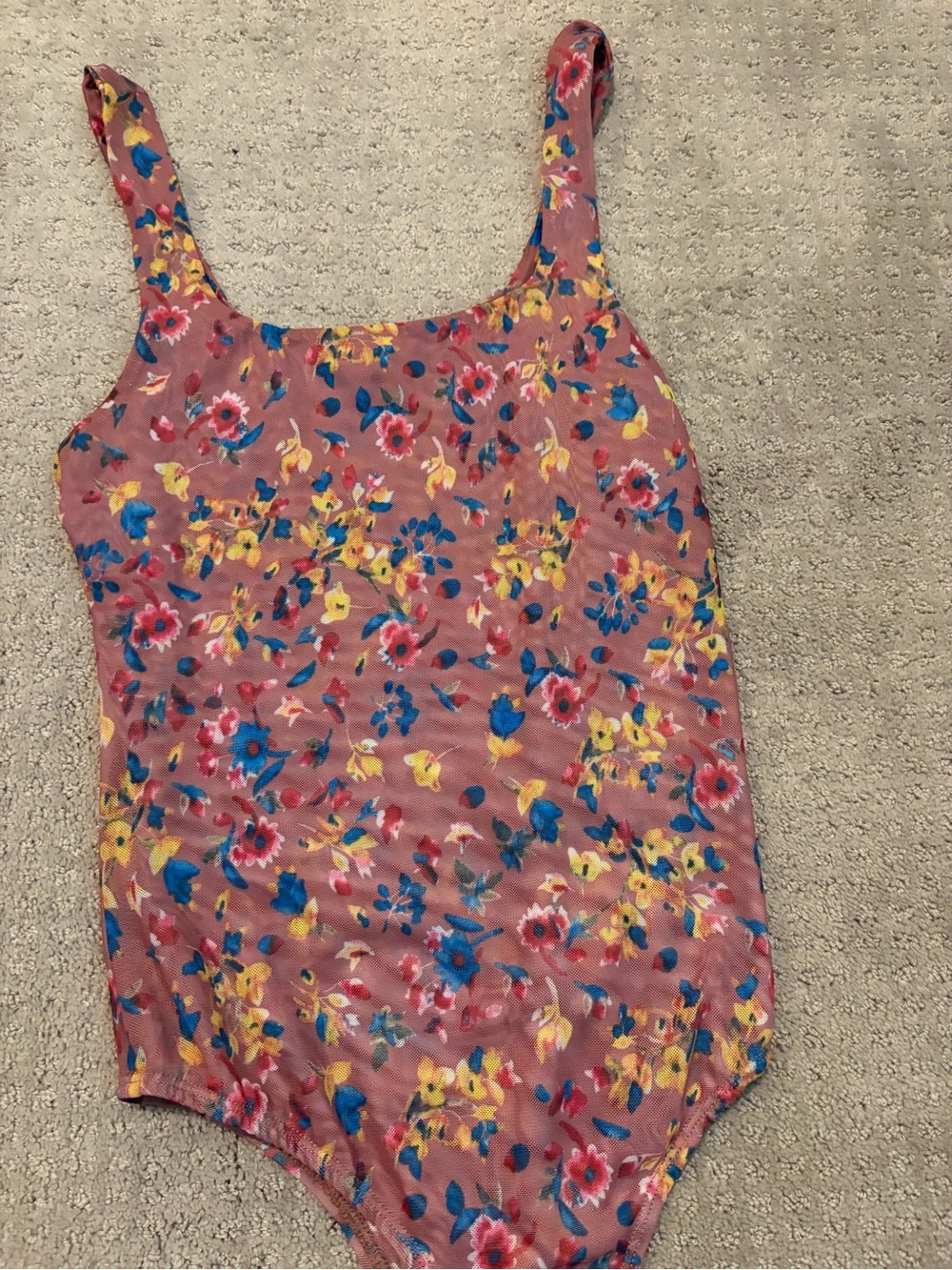 Lulu's Dusty Pink Floral Scoop-Neck Bodysuit